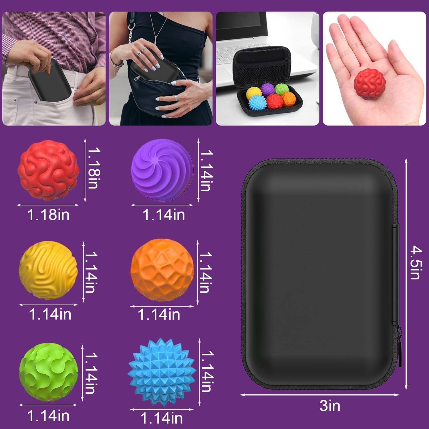 Thumbnail 1 de Magnetic Balls Fidget Toys (6 pcs) – Silicone-coated magnetic stress relief balls for adults, teens & desk use