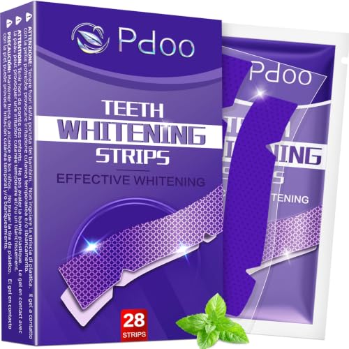 Detalle de Purple Teeth Whitening Strips 14 Treatments by Pdoo – Enamel-Safe, No-Slip, No-Sensitivity Whitening Kit