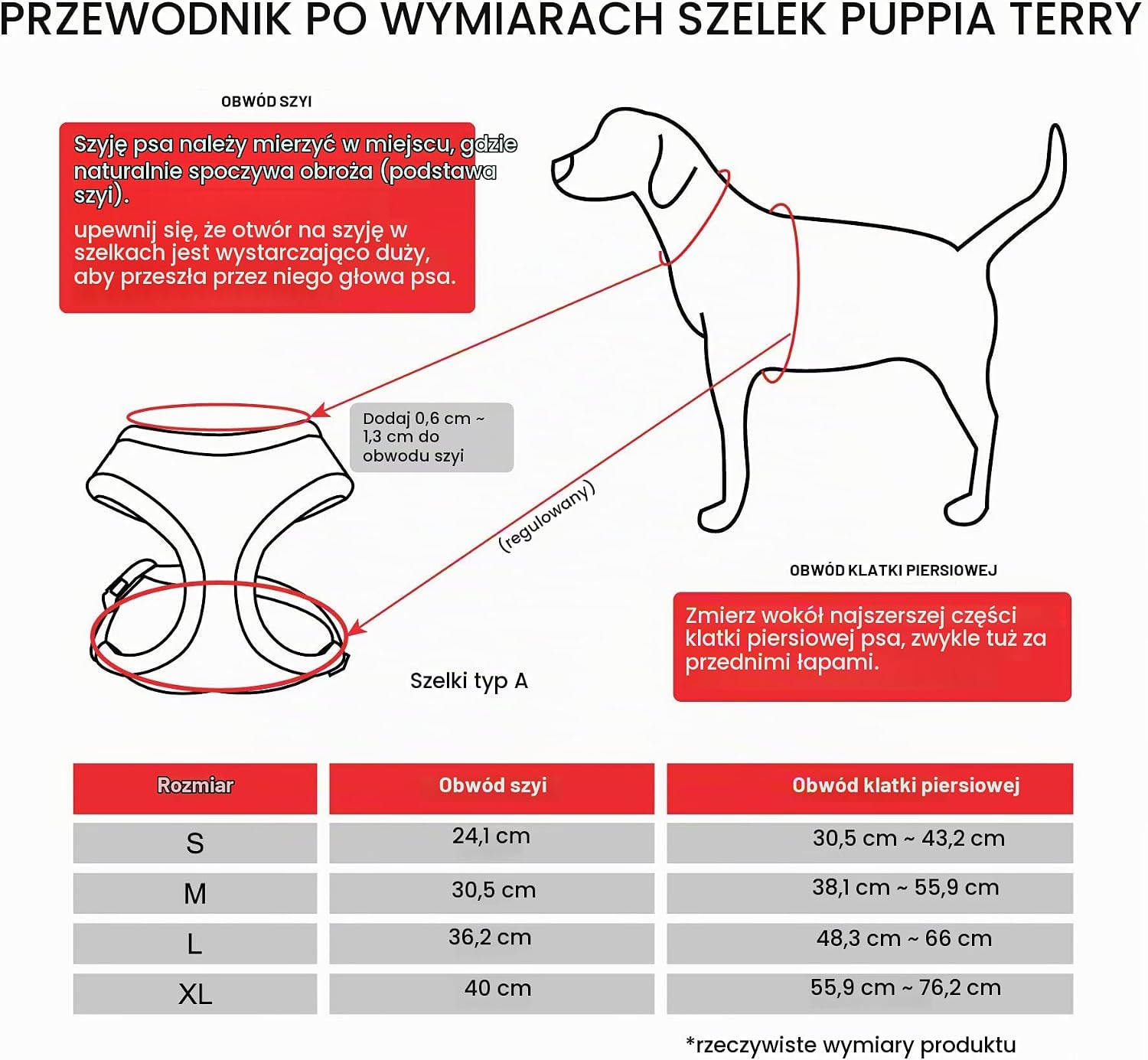 Detalle de Puppia Terry – szelki piersiowe dla psa, S, szare, w paski