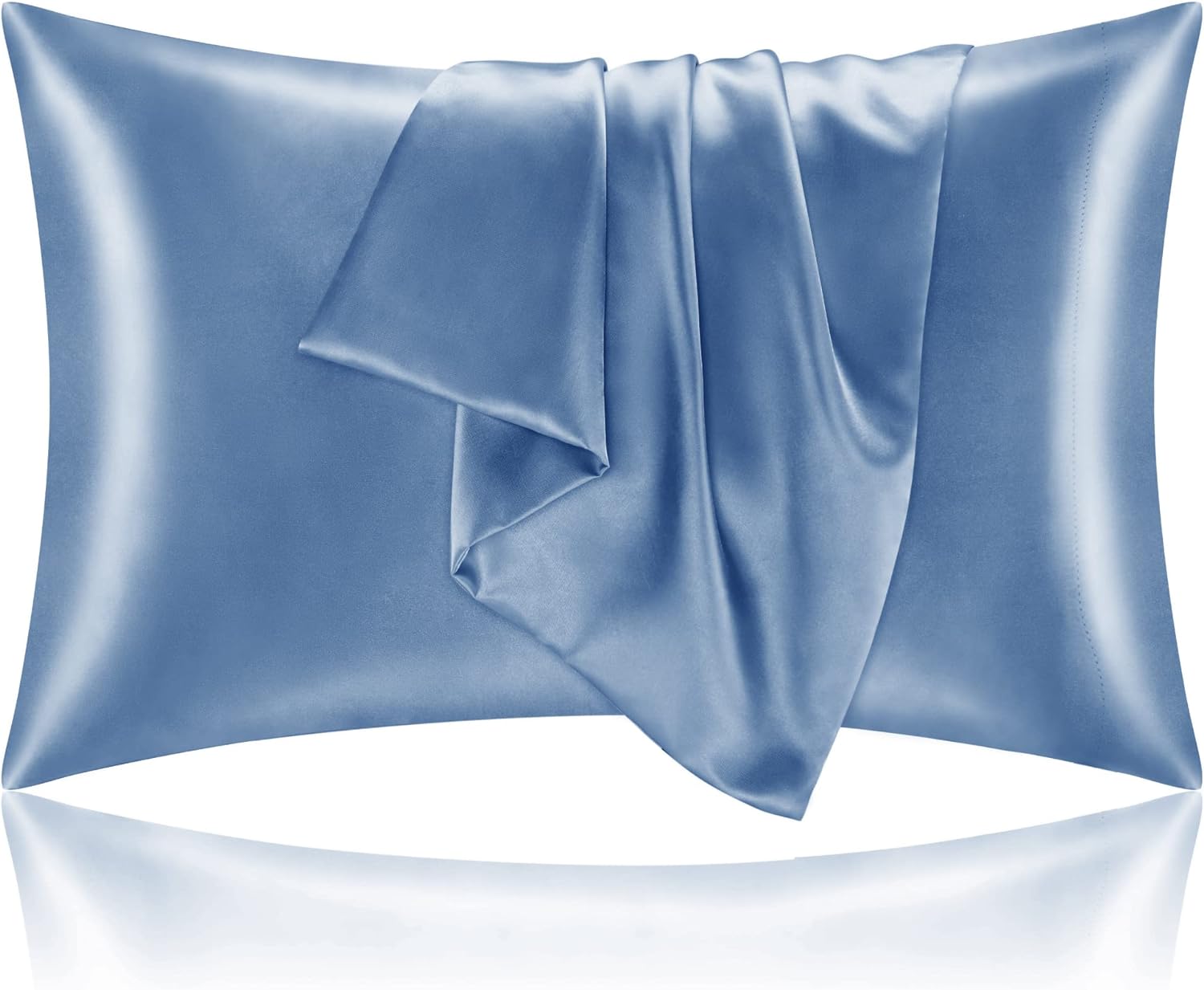 Detalle de BEDELITE BEUSA11M057 Satin Pillowcases, Standard 20 x 26 Inch, Airy Blue, Set of 2
