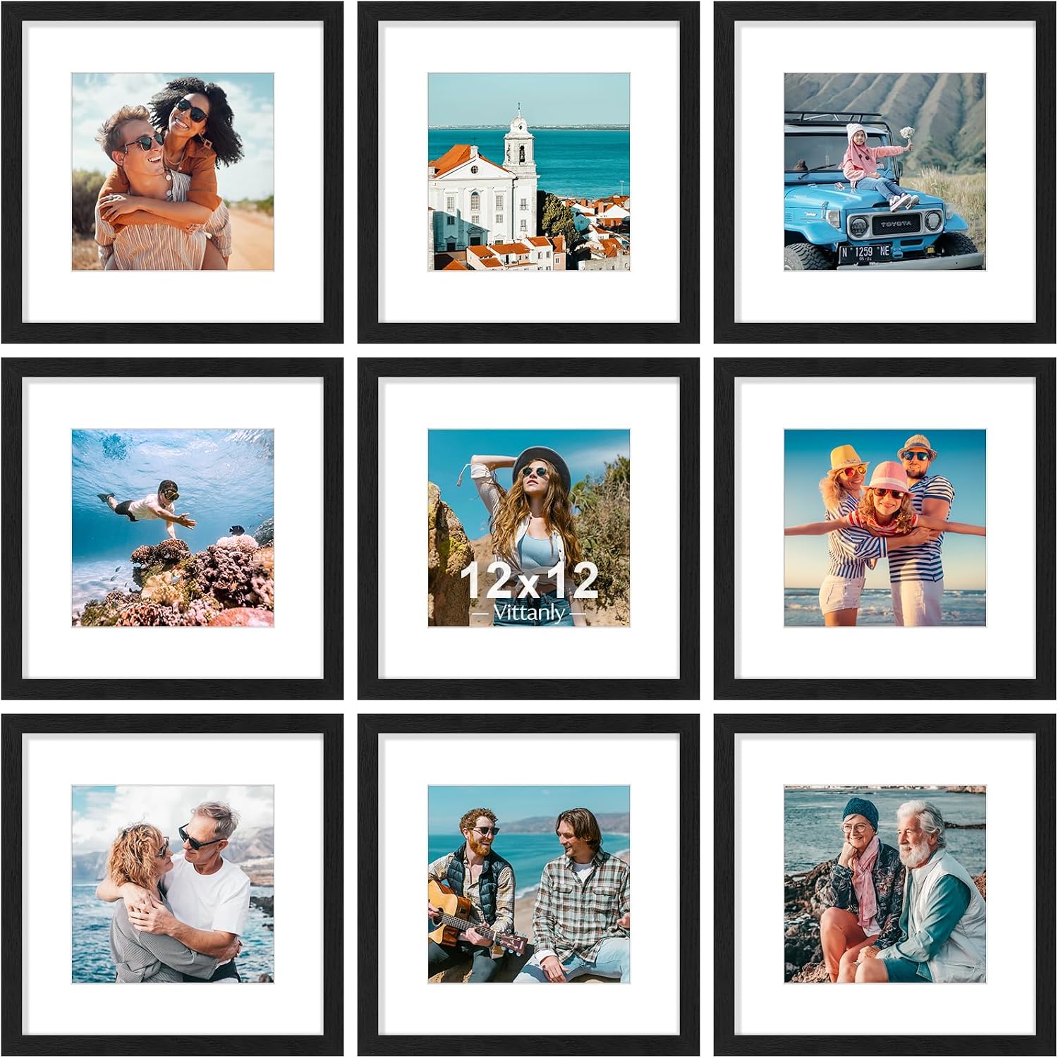 Detalle de Vittanly 12x12 Picture Frames Set of 9 🖼