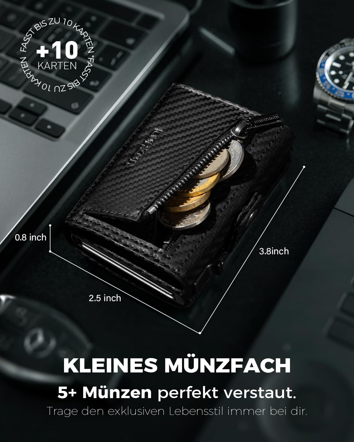 Thumbnail 6 de LORZOR Airtag Wallet Slim Wallet mit Münzfach