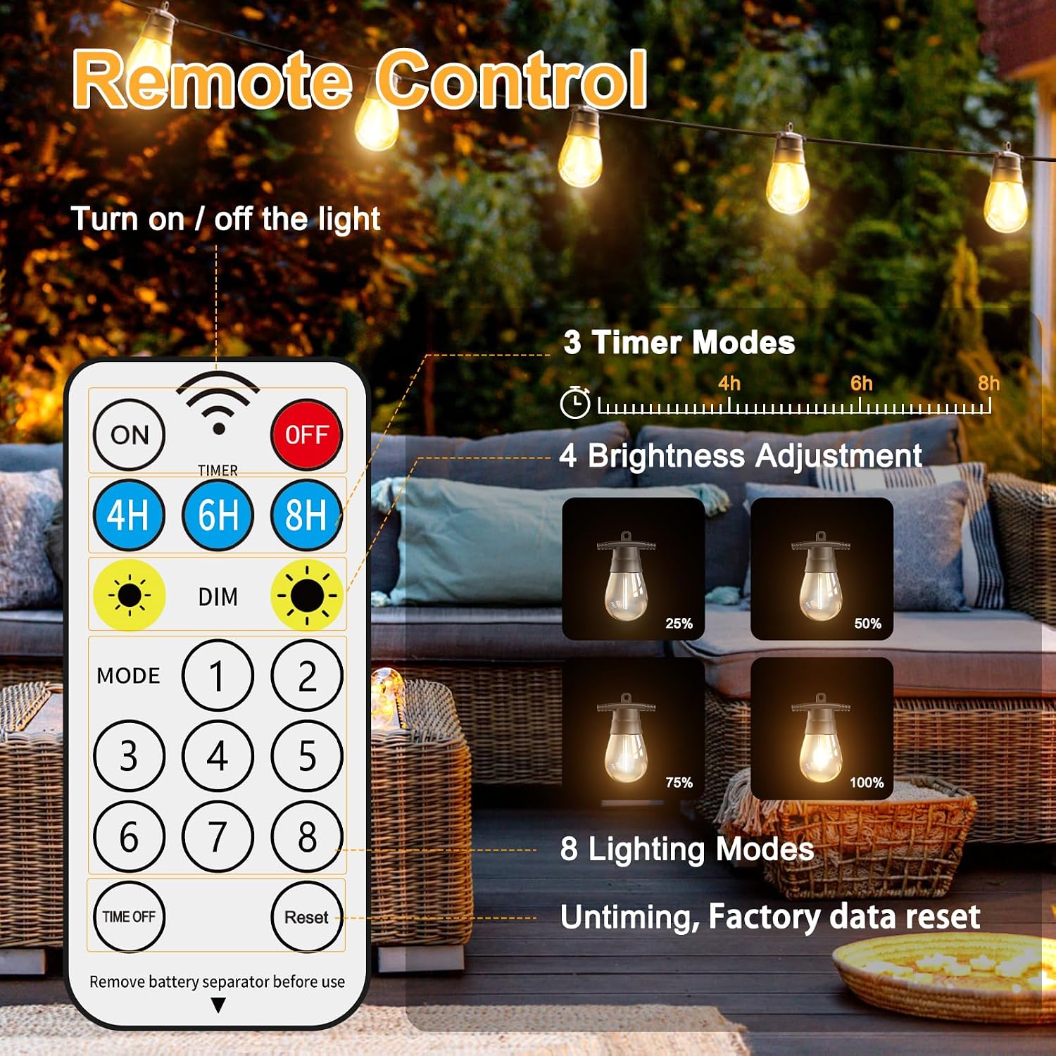Detalle de GlobaLink Catena Luminosa Esterno Solare con Controller, 10 LED S14 11 m e 4 modalità