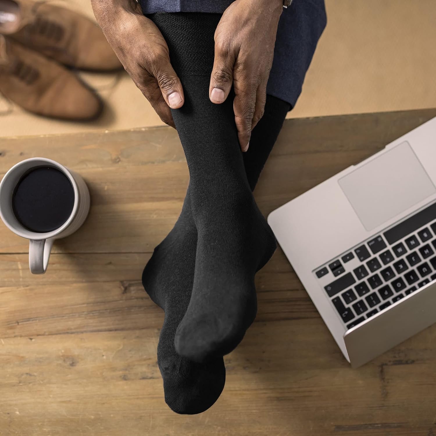 Detalle de IOMI Footnurse Mens 6 Pairs Cotton Non-Elastic Diabetic Socks with Honeycomb Top