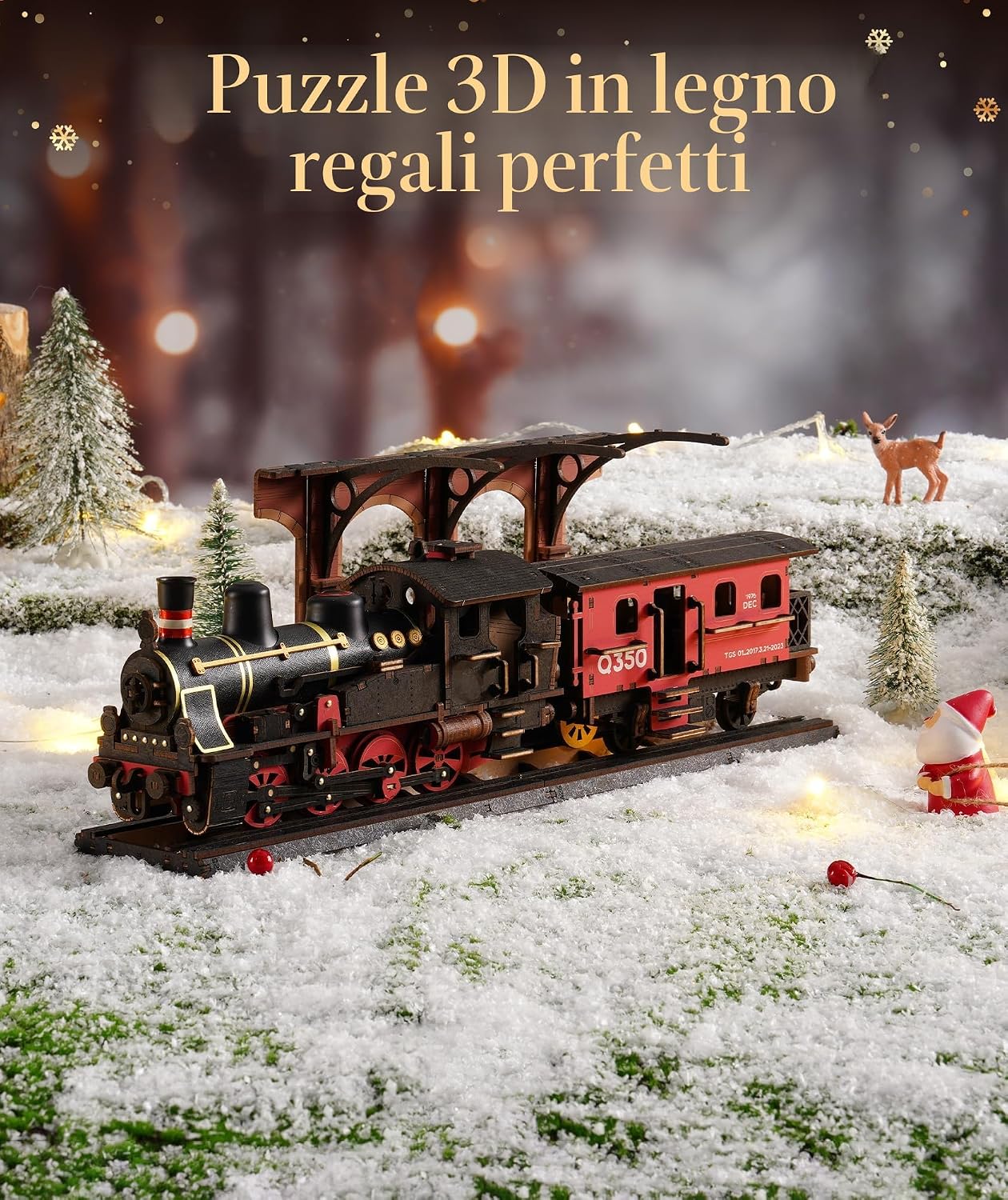 Thumbnail 1 de ROWOOD Puzzle 3D Treno a Vapore: modellismo in legno da costruire per adulti