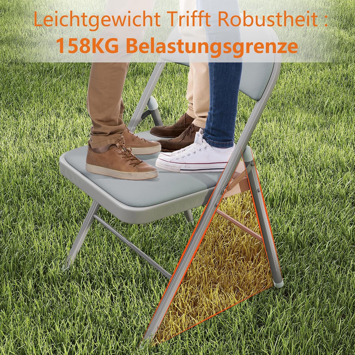 Thumbnail 4 de Asdsed Klappstuhl 4er-Set – gepolsterte Metall-Klappstühle mit 204 kg Tragkraft