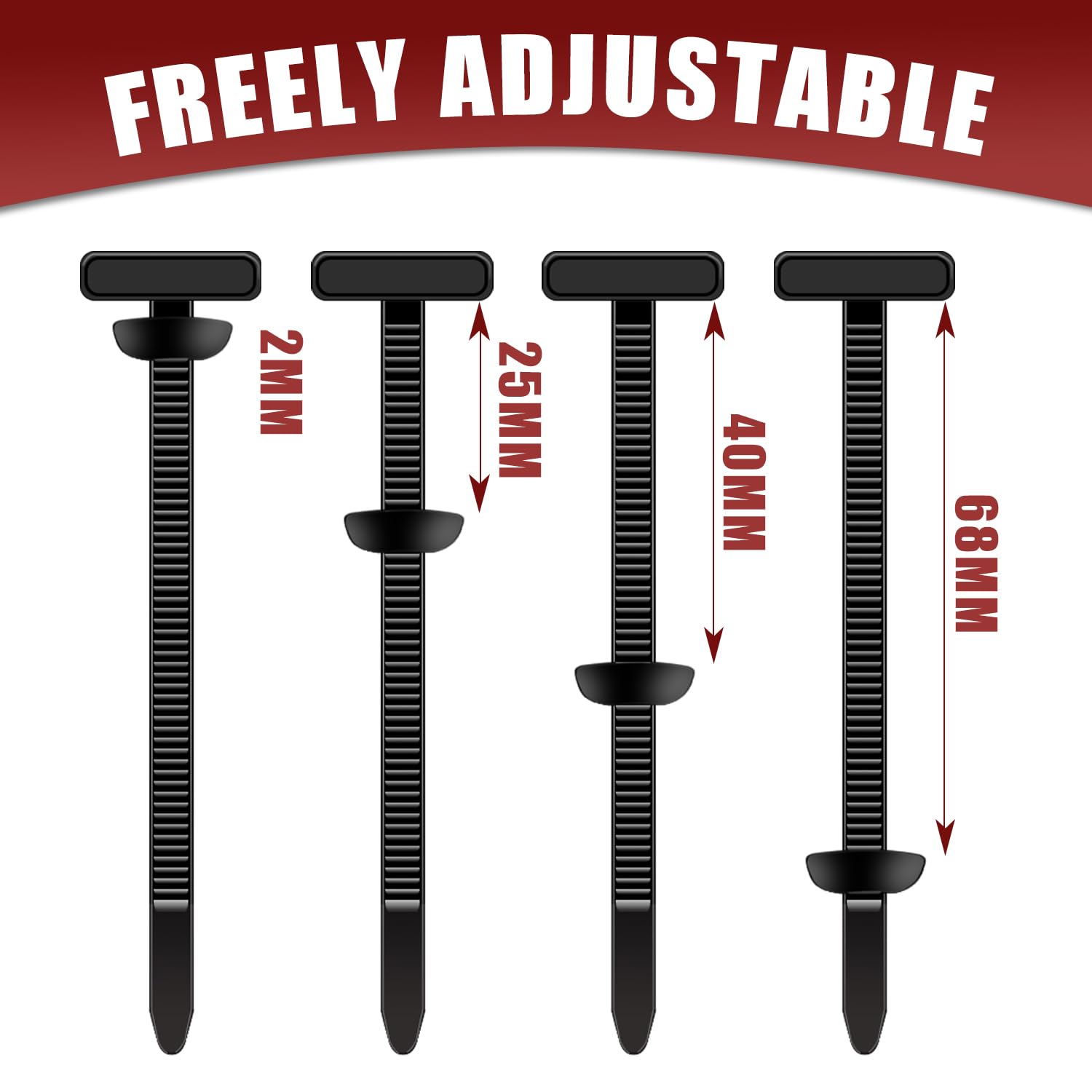 Detalle 2 de 200 Pack Nylon Cable Tie Buckles