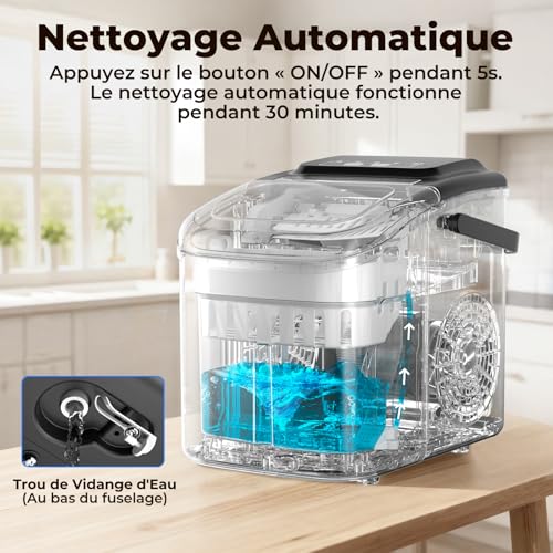 Detalle 1 de Acmeenjoy machine à glaçons portable, jusqu’à 12 kg par jour, autonettoyante