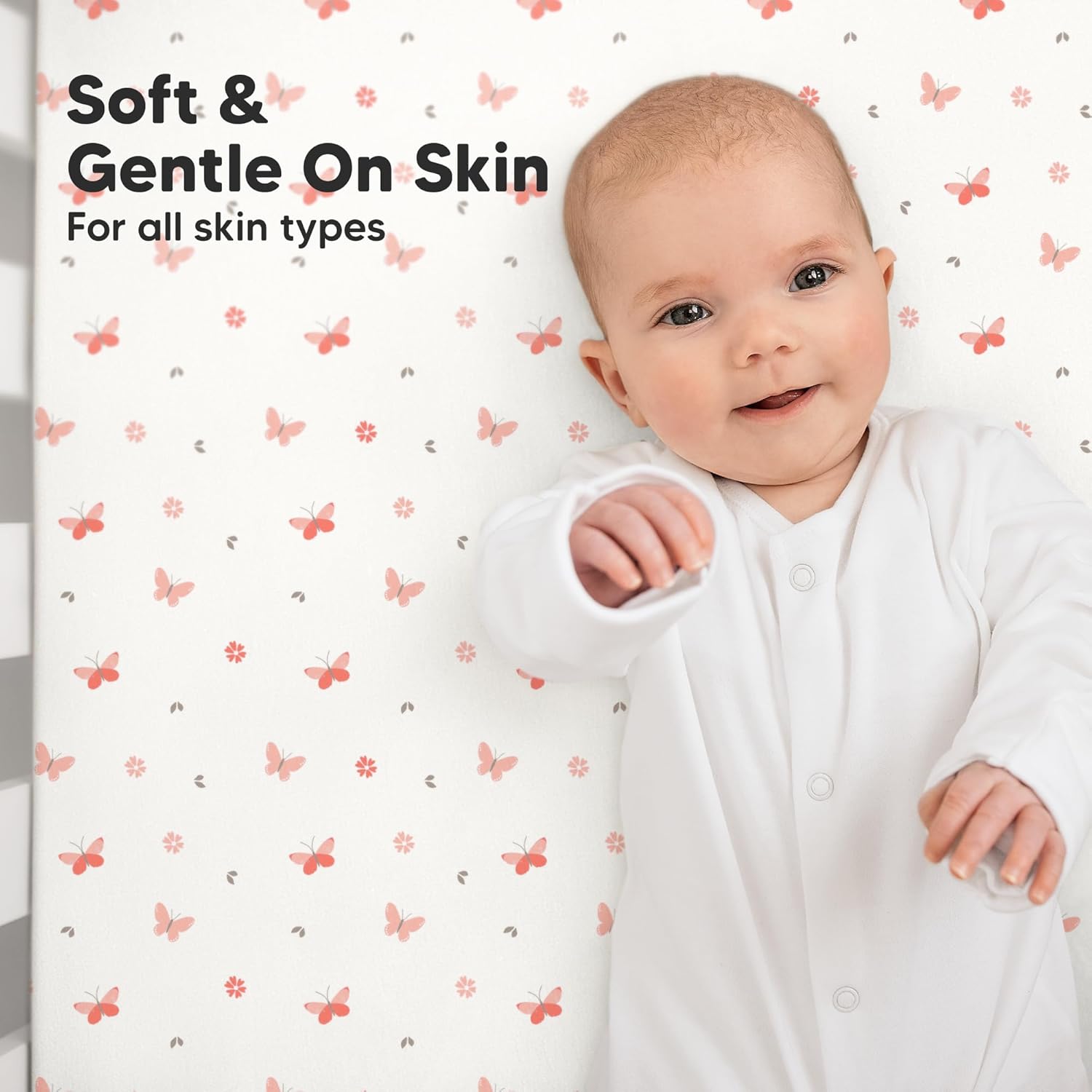 Detalle de KeaBabies 2-Pack Organic Crib Sheets for Boys and Girls — 52x28 Fitted Crib Mattress Sheets