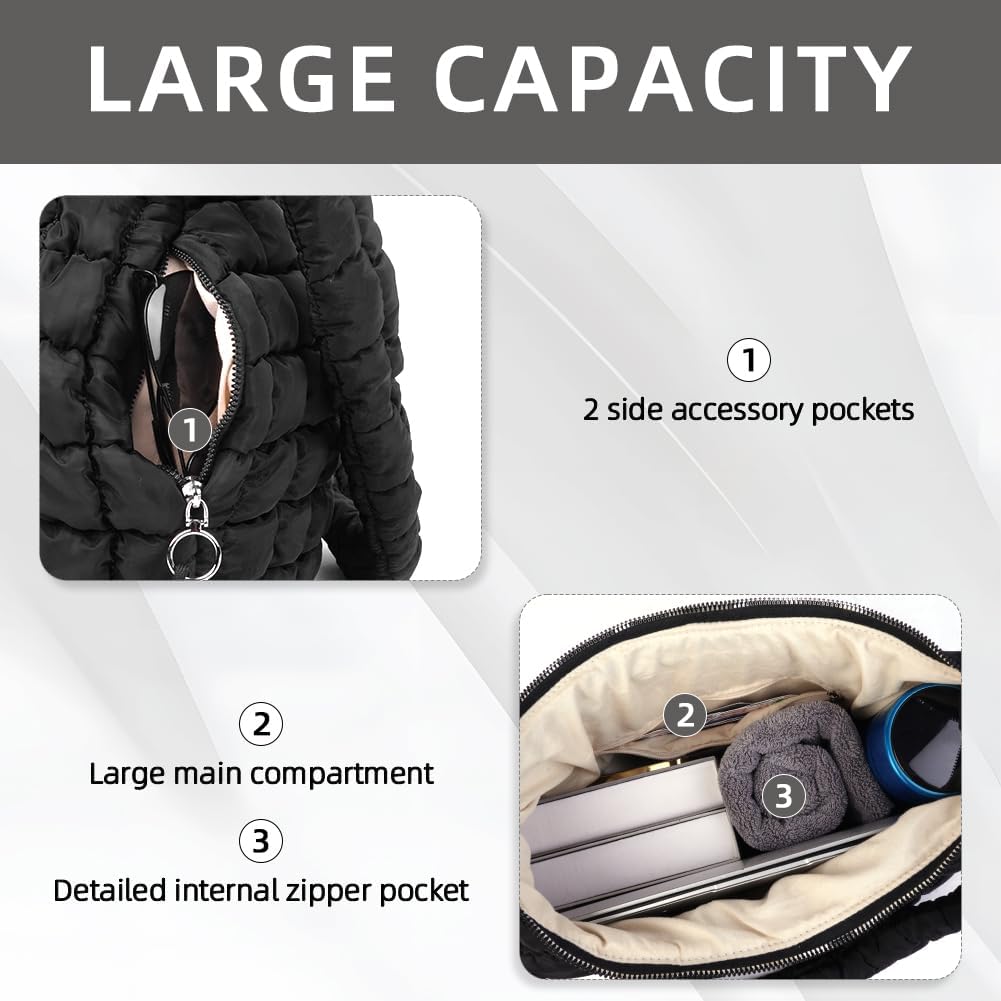 Detalle de Aucuu Sac Fourre-tout Matelassé : grand sac à main matelassé, léger et polyvalent pour femme