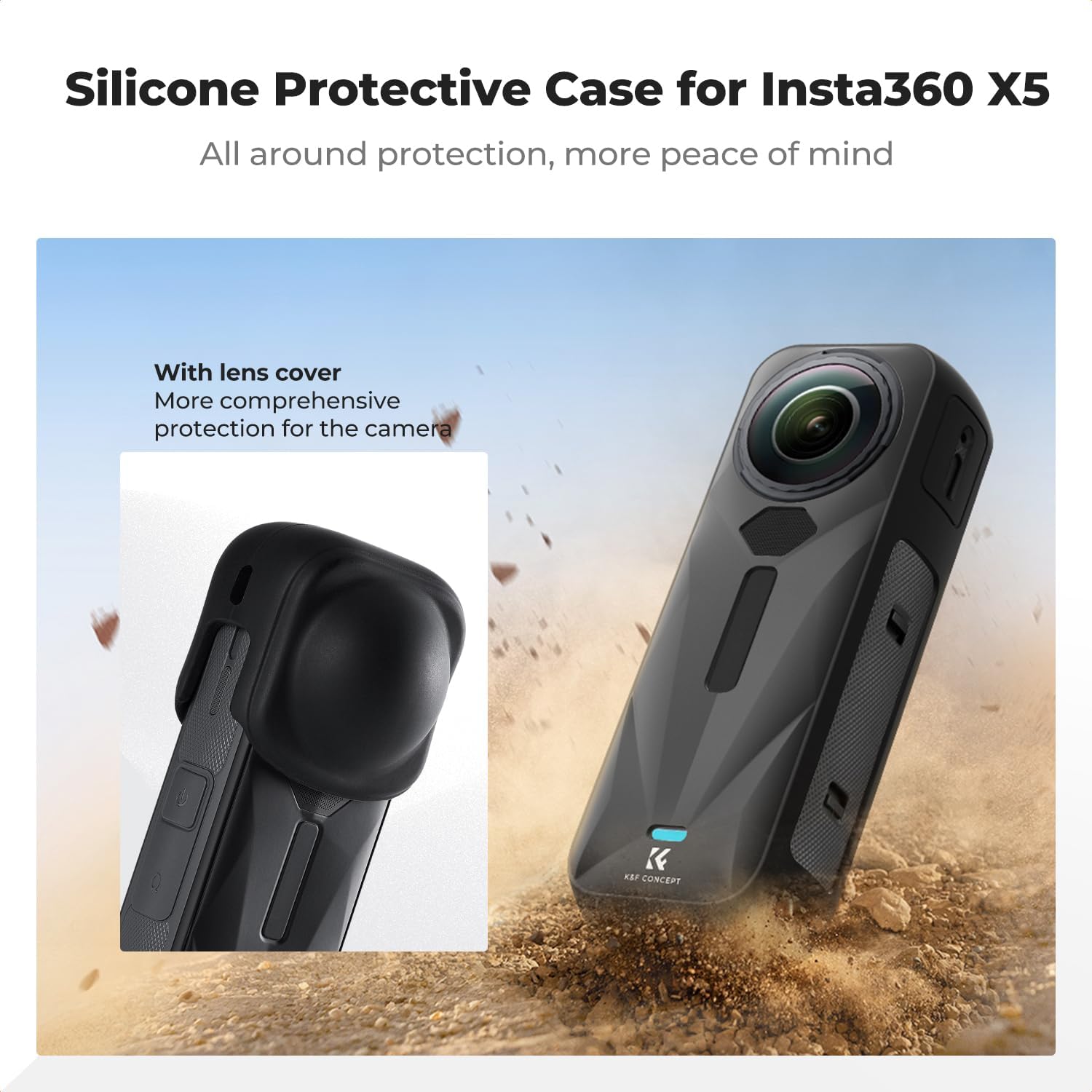 Thumbnail 1 de K&F CONCEPT Protective Case for Insta360 X5 – Soft Silicone Full-Body Case with Lens Cap