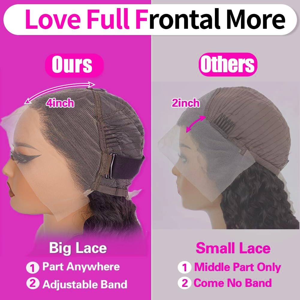 Detalle 2 de Durya Deep Wave 13x4 HD Transparent Lace Front Wig (Human Hair, 220% Density)