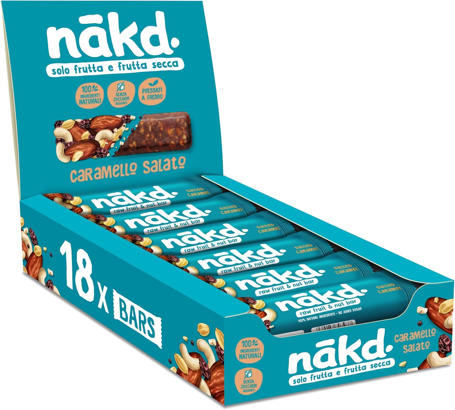 Detalle de Nākd. Caramello Salato – Barrette crude di frutta e frutta secca, 100% naturali e vegan