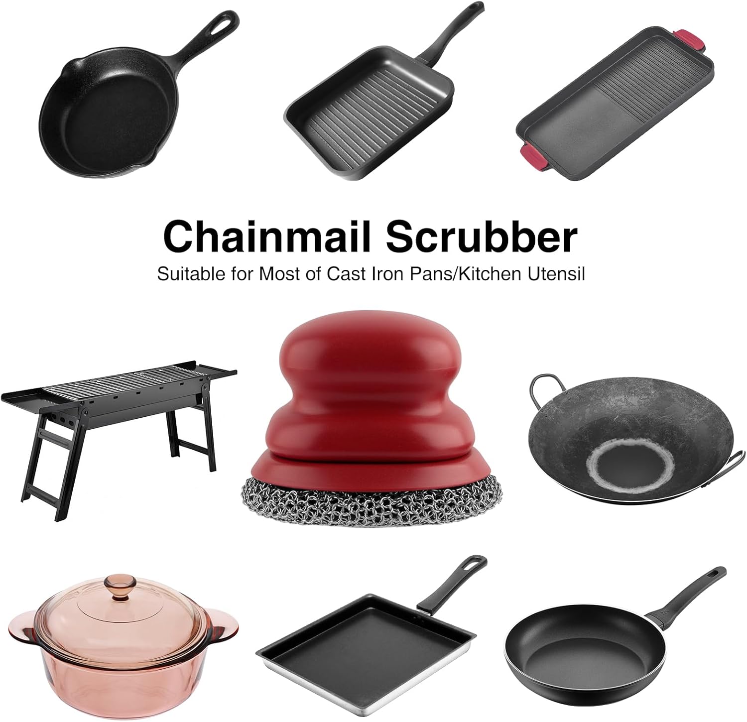 Thumbnail 4 de Scrubber for Cast Iron Pan with 2 Scrapers
