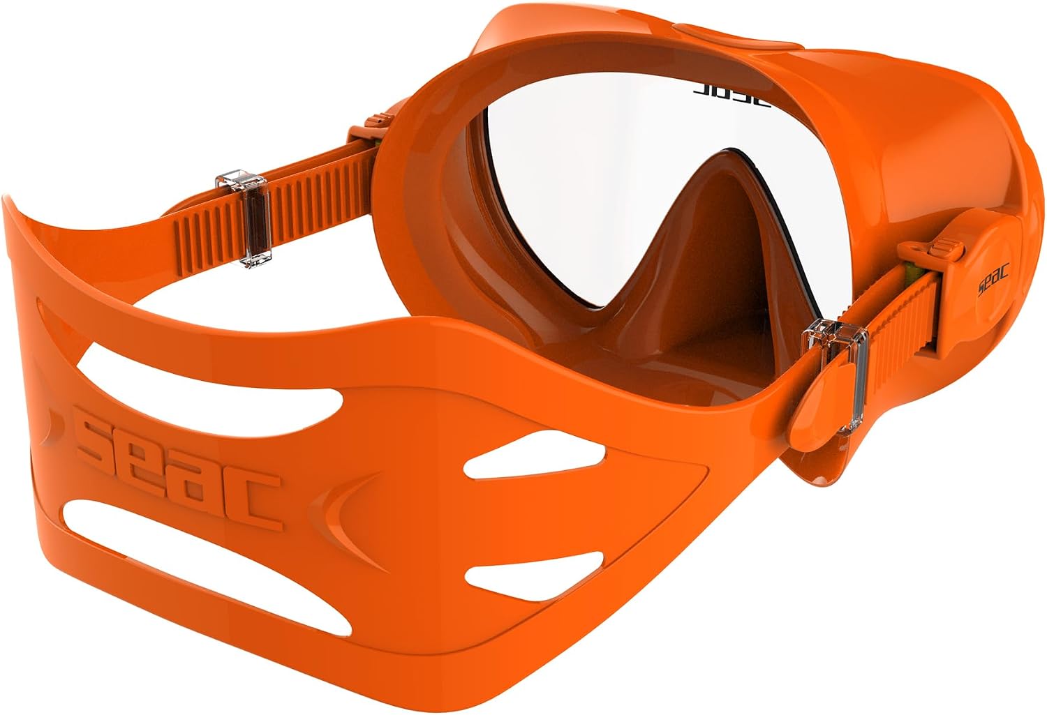 Detalle 2 de SEAC Rondò : masque frameless en silicone et verre unique, volume réduit pour plongée et snorkeling