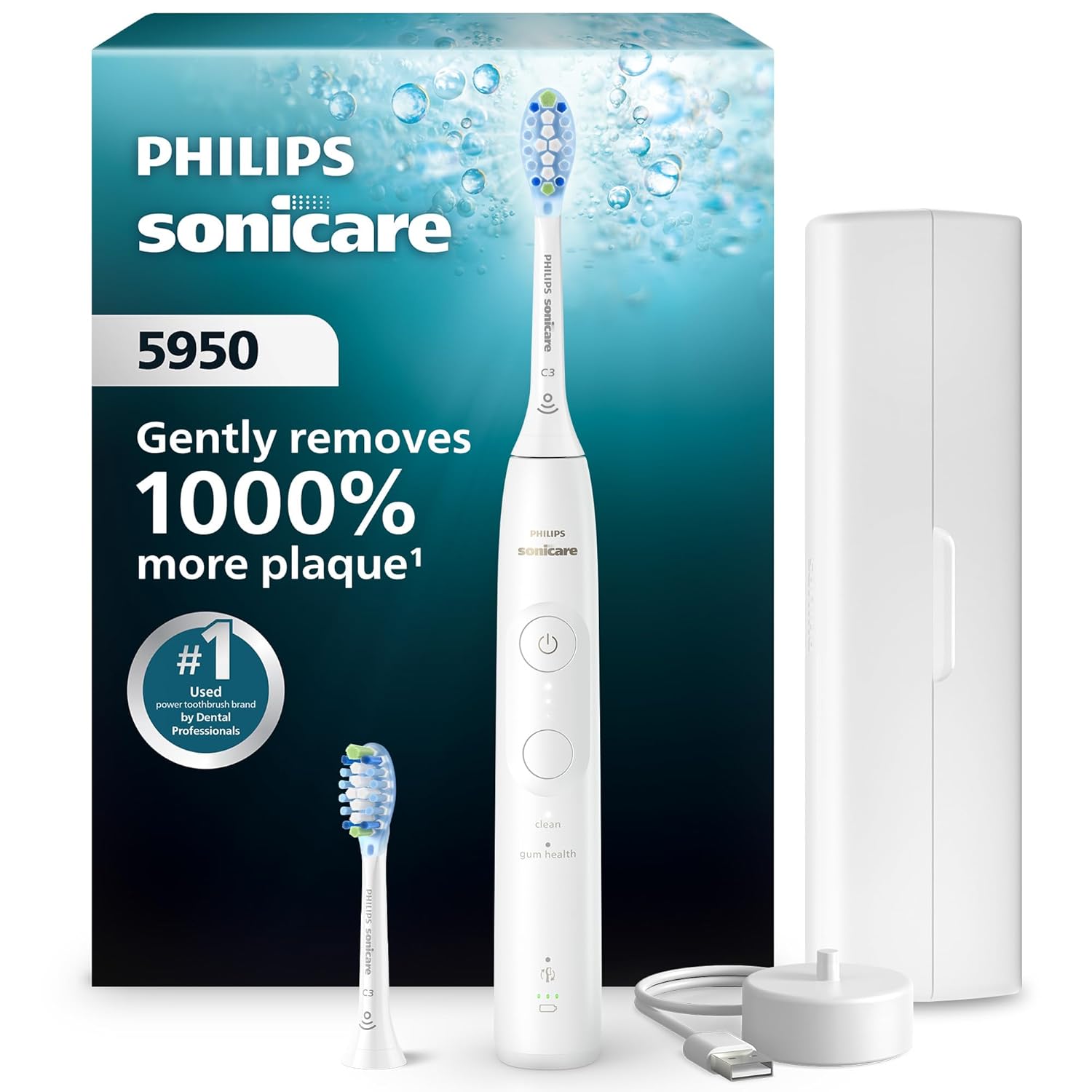 Detalle de Philips Sonicare 5950 Series Electric Toothbrush with Pressure Sensor, 6 Brushing Modes, and Travel Case
