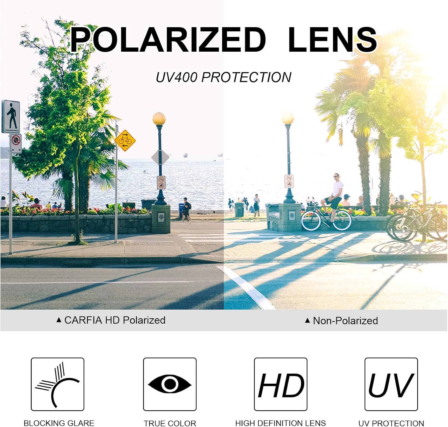 Detalle de CARFIA Retro Polarised Sunglasses for Women with UV400 Protection