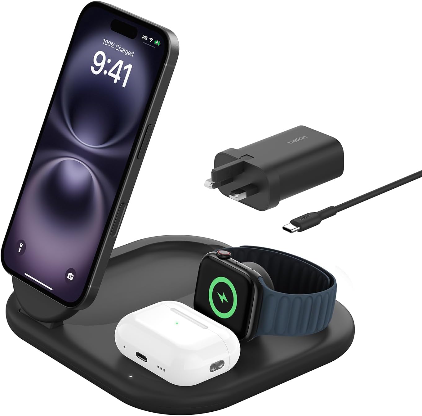 Detalle de Belkin BoostCharge 3-in-1 Magnetic Foldable Charger 15W