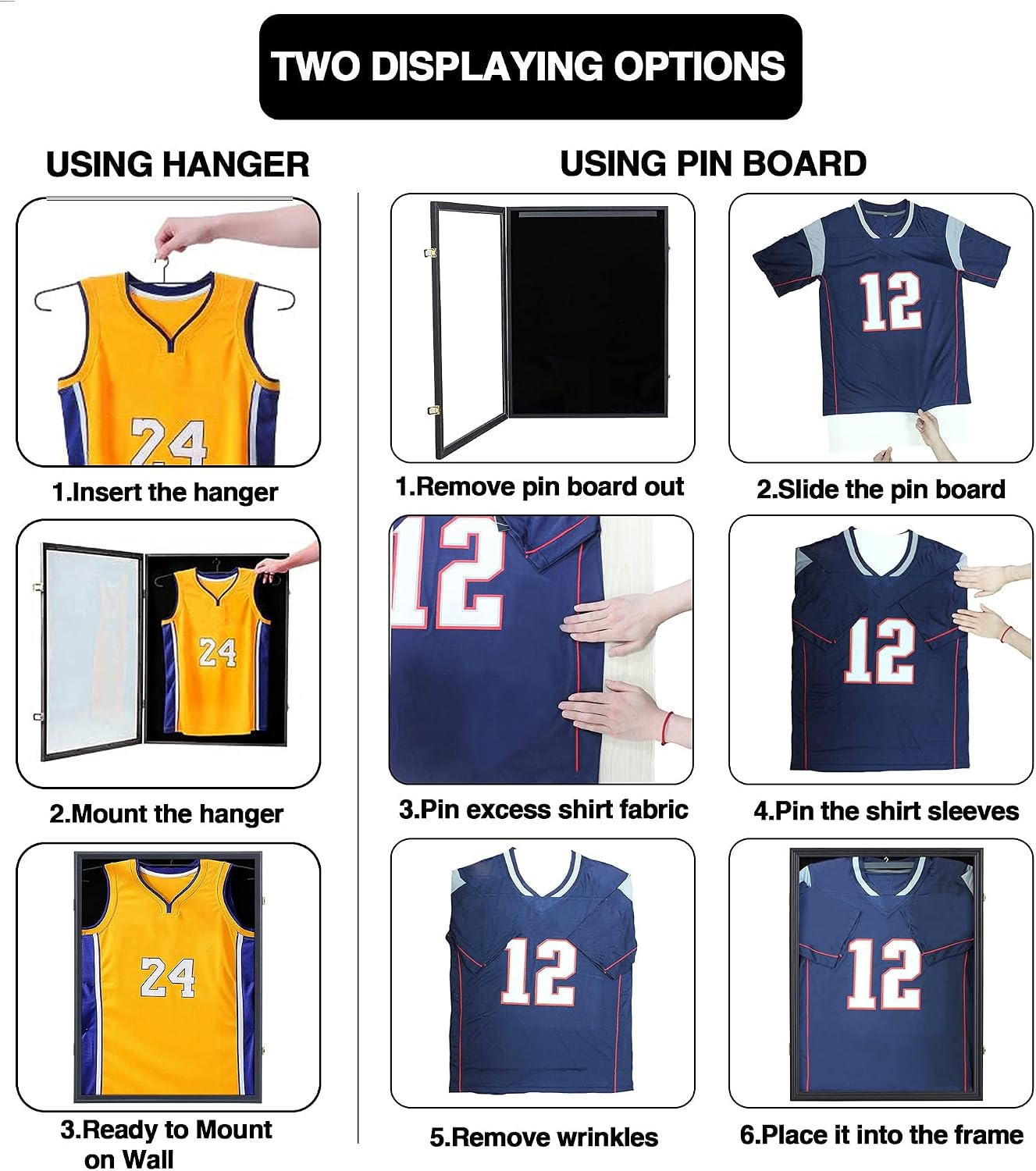 Detalle 2 de default Large Jersey Display Case, Black Wood Shadow Box with UV-Protective Acrylic