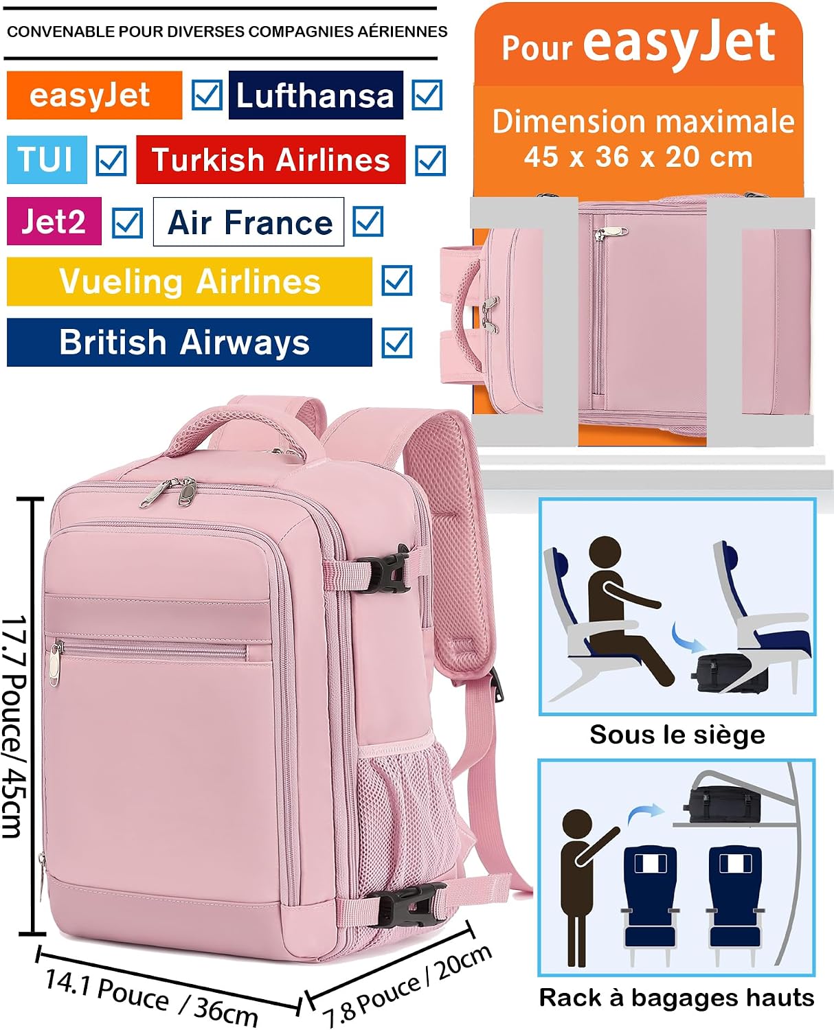 Detalle 2 de KLOSTAIN Sac à Dos Voyage 30L 45x36x20