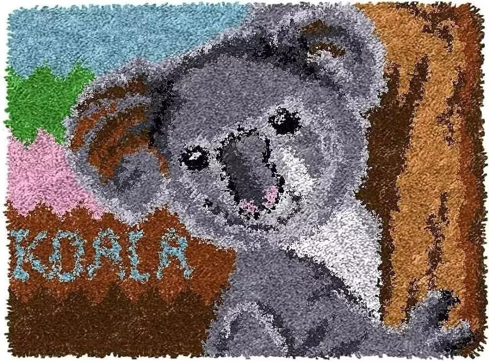 Detalle de ROCKY&CHAO Knüpfhaken-Teppich-Set – DIY-Knüpfhaken Teppichherstellung (50 × 38 cm) mit Zwerge und Blumen