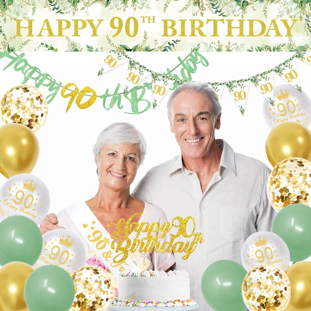 Detalle 2 de Sage Green 90th Birthday Party Decorations ๐