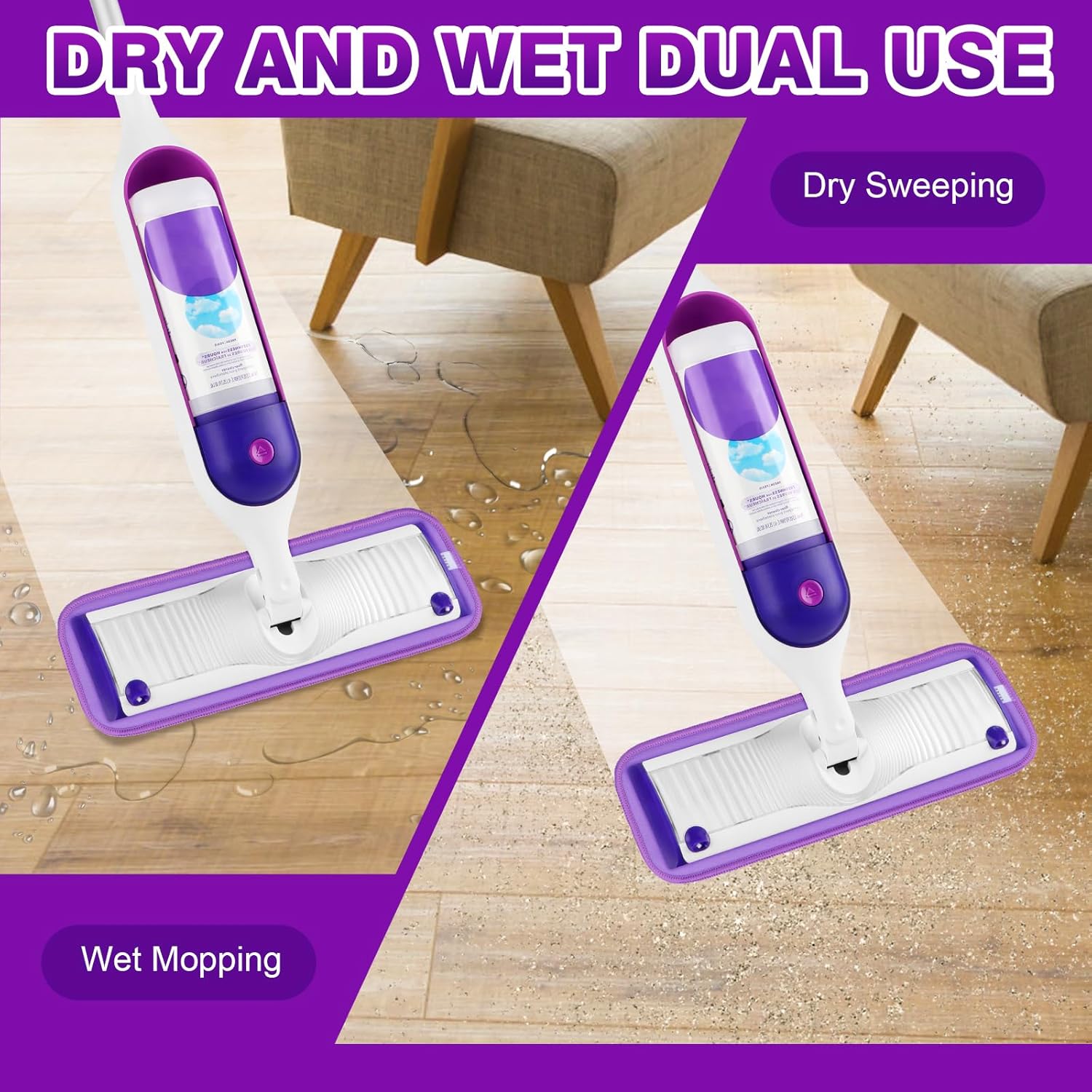 Detalle 2 de HOMEXCEL Reusable Microfiber Mop Pads 8-pack 🧹