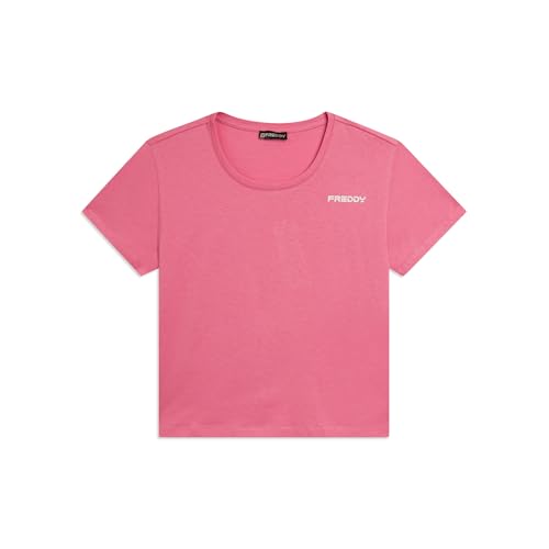 Detalle de FREDDY T-Shirt Cropped Manica Corta con Piccolo Logo – Donna, Cashmere Rose, Large