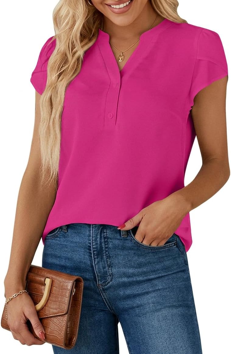 Thumbnail 6 de Chicrise Bluse Damen Sommer Kurzarm – Elegant V-Ausschnitt, Basic Leicht