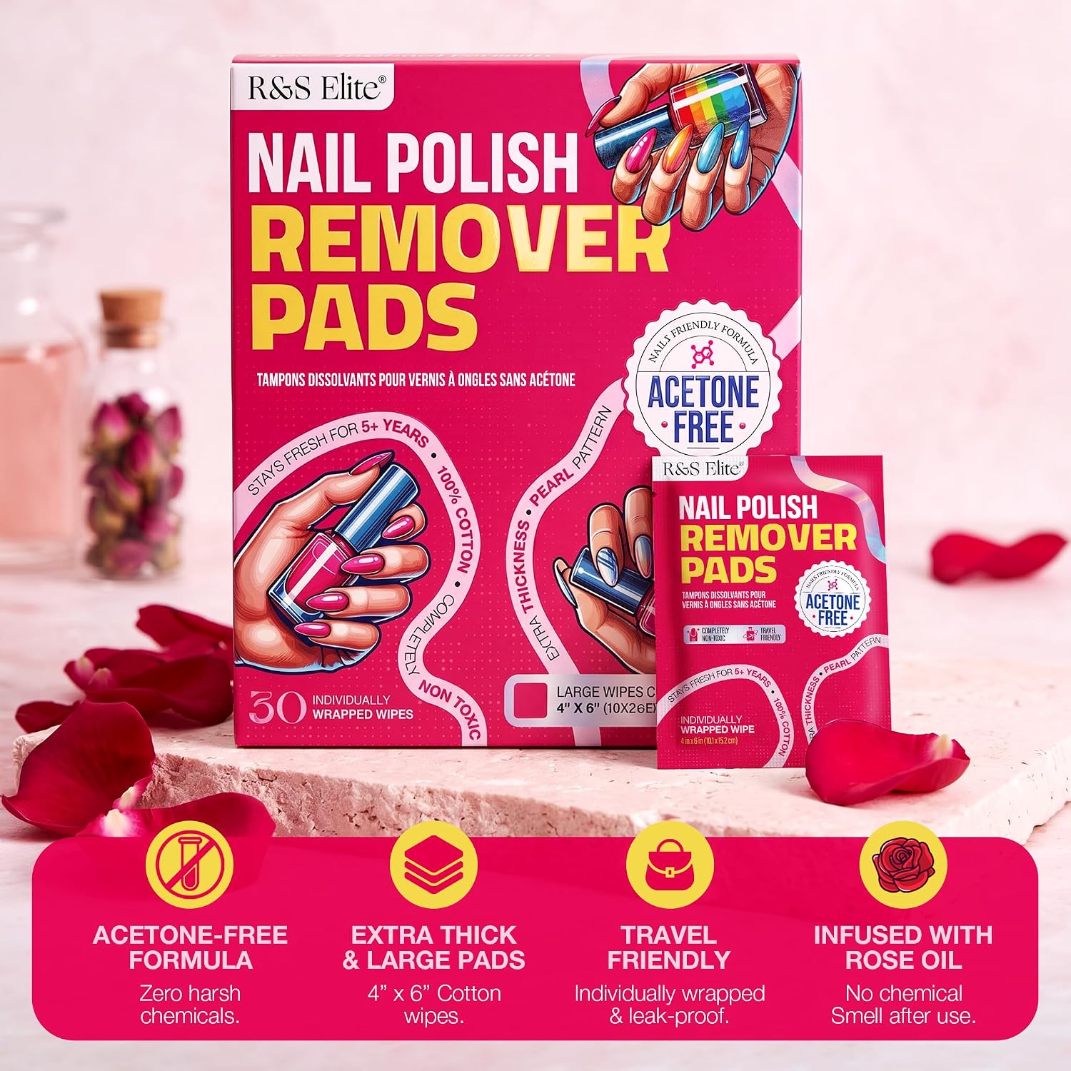 Thumbnail 4 de R&S ELITE XL Nail Polish Remover Wipes, Non-Acetone, 4 x 6 in, 30 Count