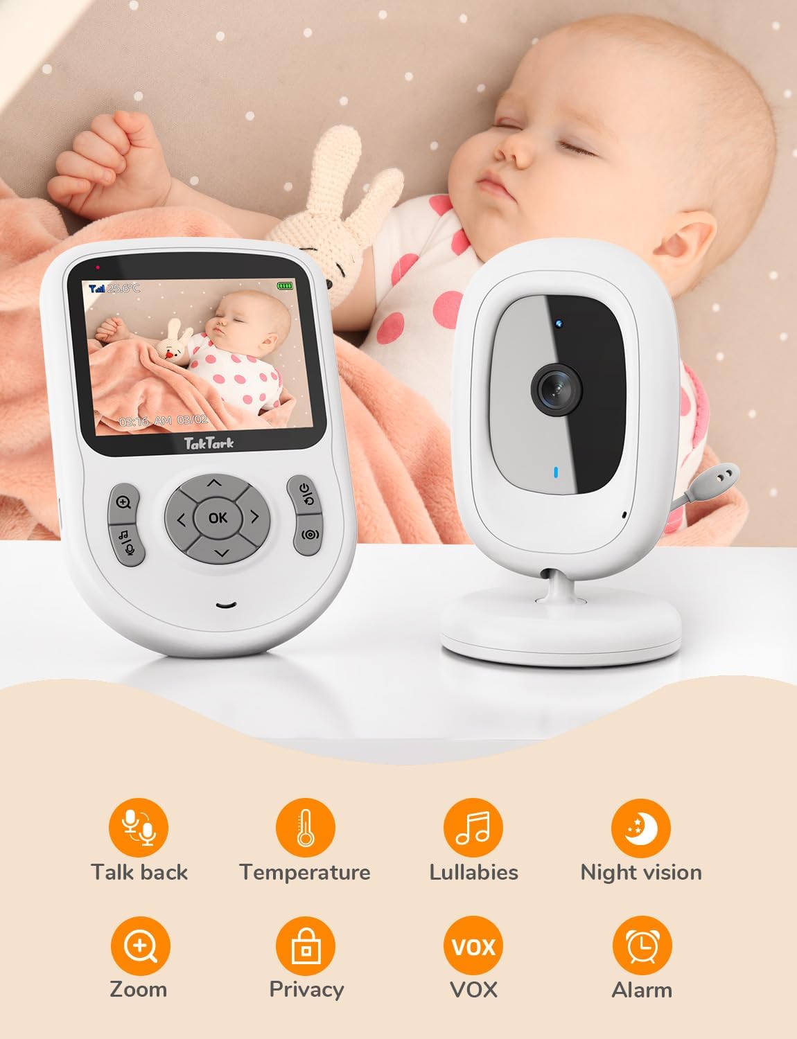 Detalle 2 de TakTark Babyphone mit Kamera 2,8 Zoll