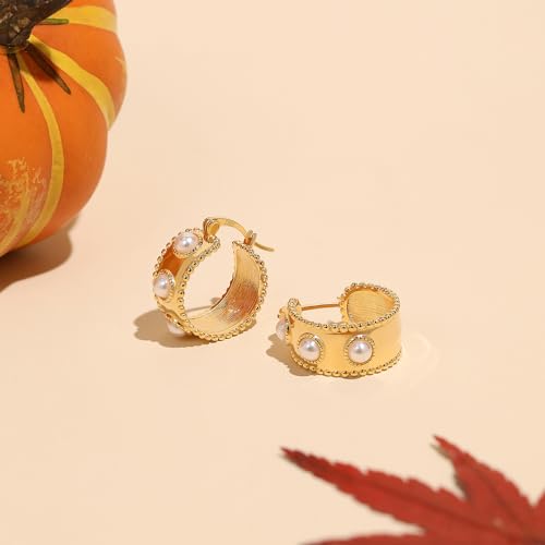 Thumbnail 3 de Meissa Orecchini Cerchio Perle in Argento 925 – ipoallergenici, con Madreperla e una lucentezza dorata
