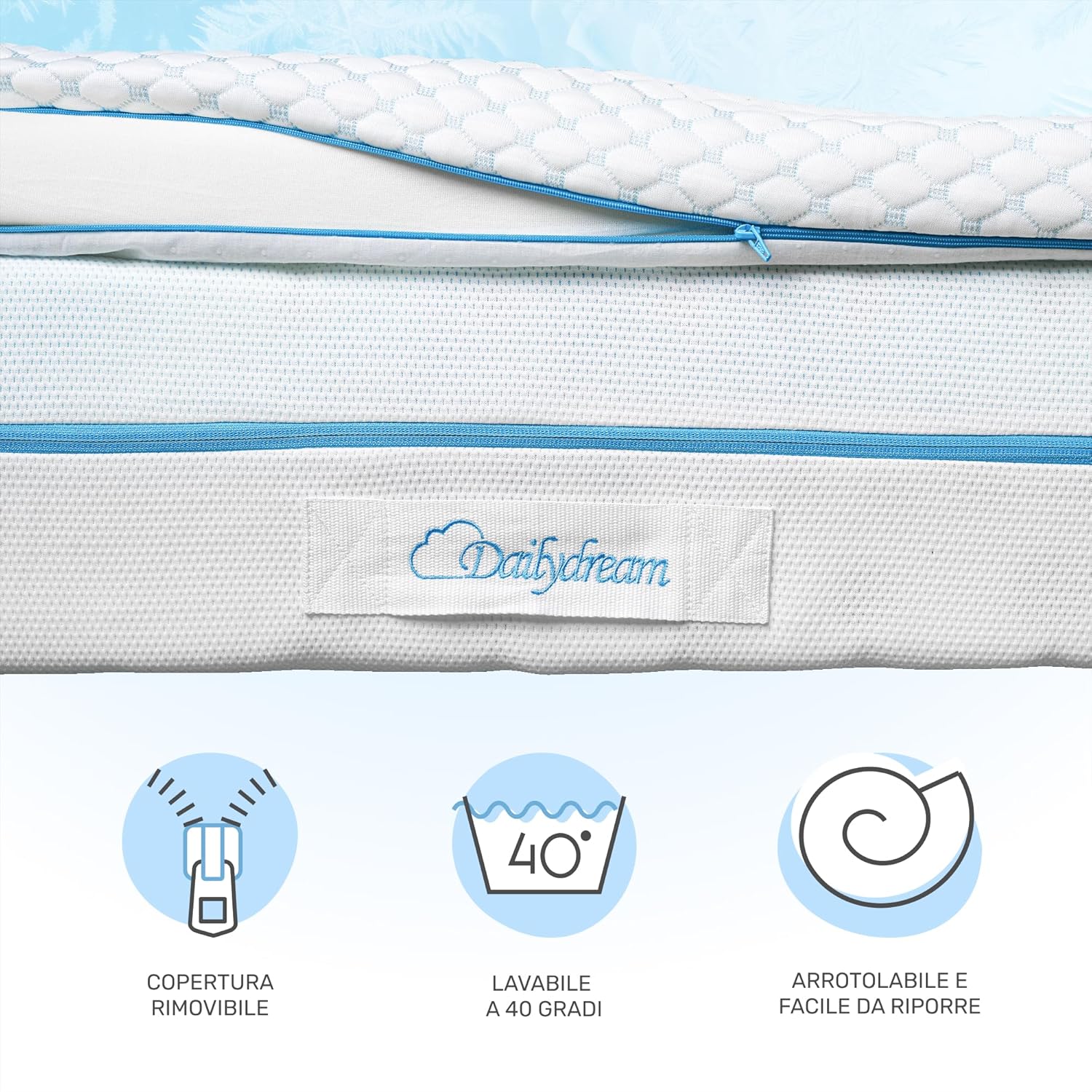 Detalle de Dailydream Topper memory foam 140x200 cm Edition Cool Touch M – comfort e cooling per letto e divano