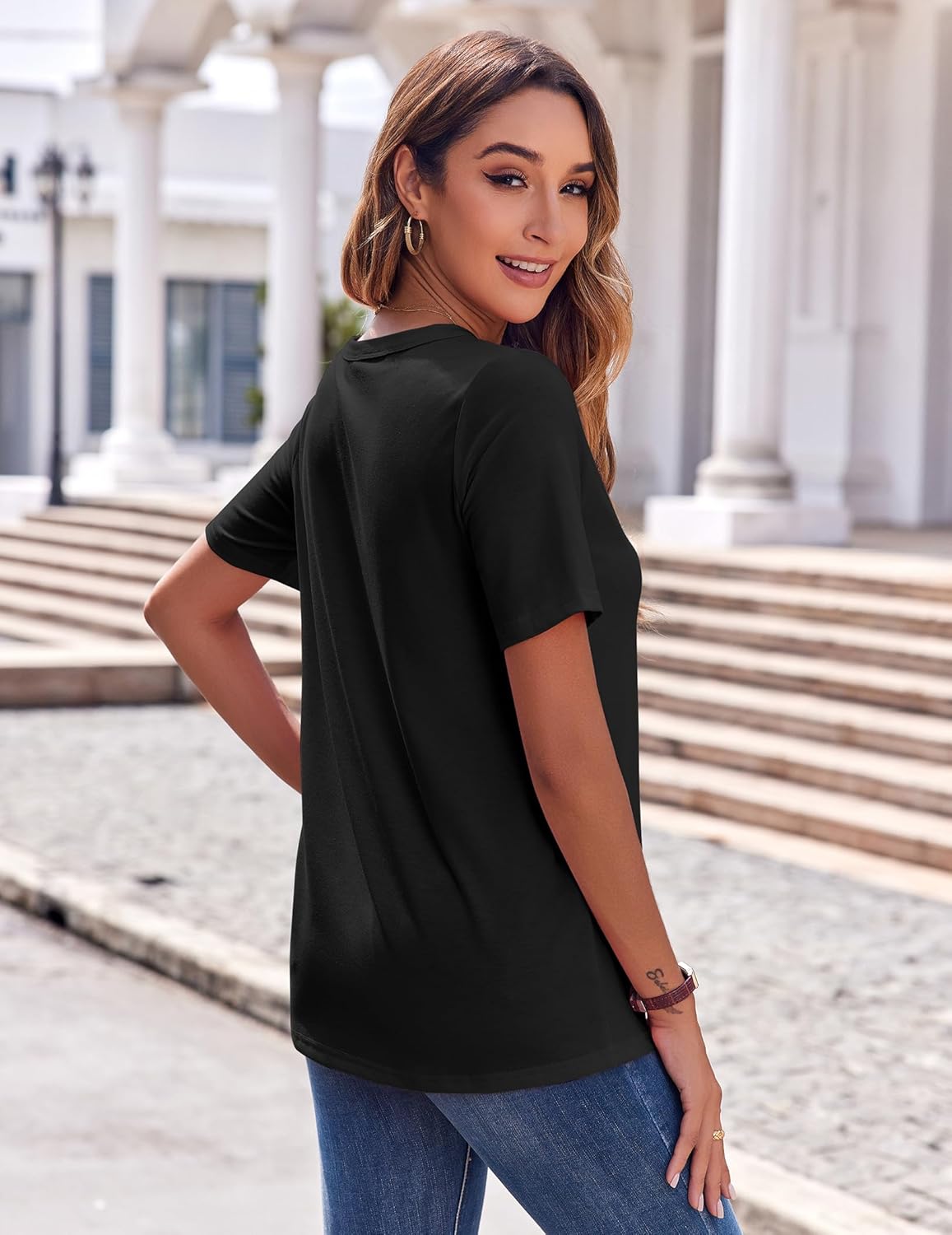 Thumbnail 4 de Zeagoo Maglietta Donna Manica Corta con Scollo a V: versatile e leggera per l’estate
