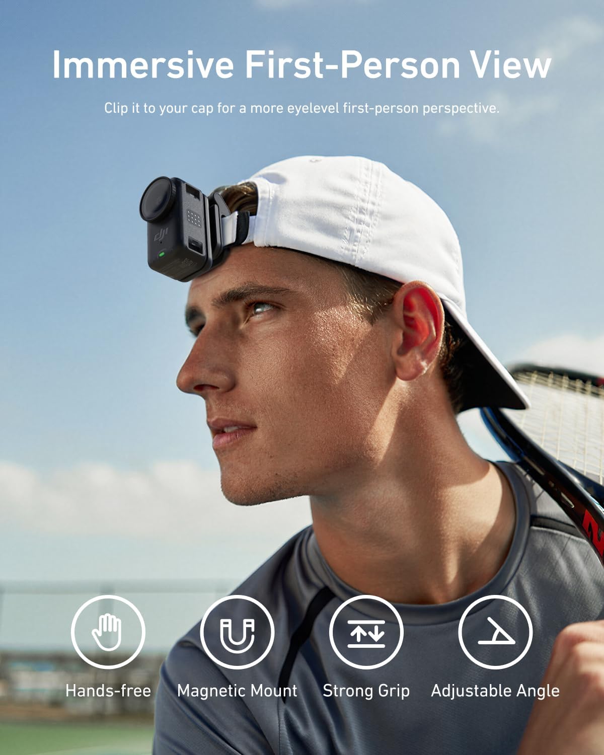 Detalle 2 de TELESIN Supporto Clip Magnetico per DJI Nano: clip sul cappello o zaino con rotazione 360°