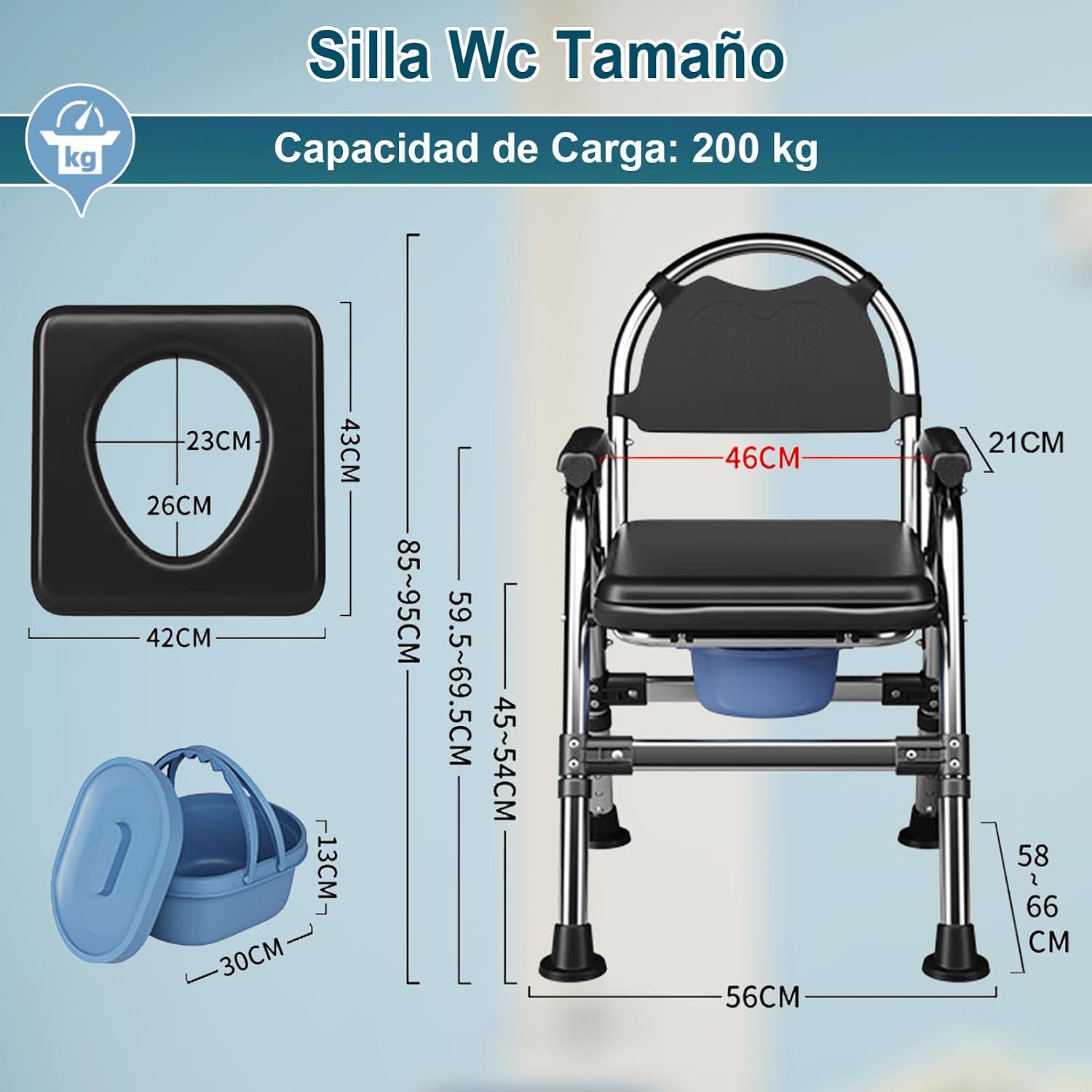 Detalle 2 de YOGFWV Silla WC Mayores 200 kg