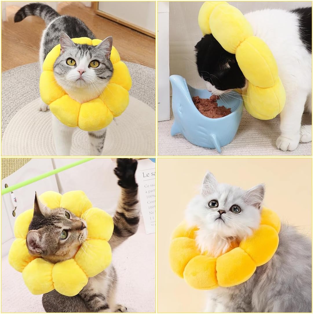 Detalle 2 de Wishstar Halskrause Katze Größe S – weicher Leckschutz im Sonnenblumen-Design