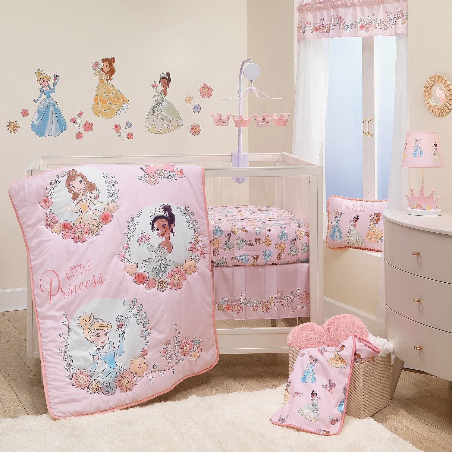Detalle de Lambs & Ivy 893003V ディズニープリンセス ベビーベッド寝具3点セット ピンク
