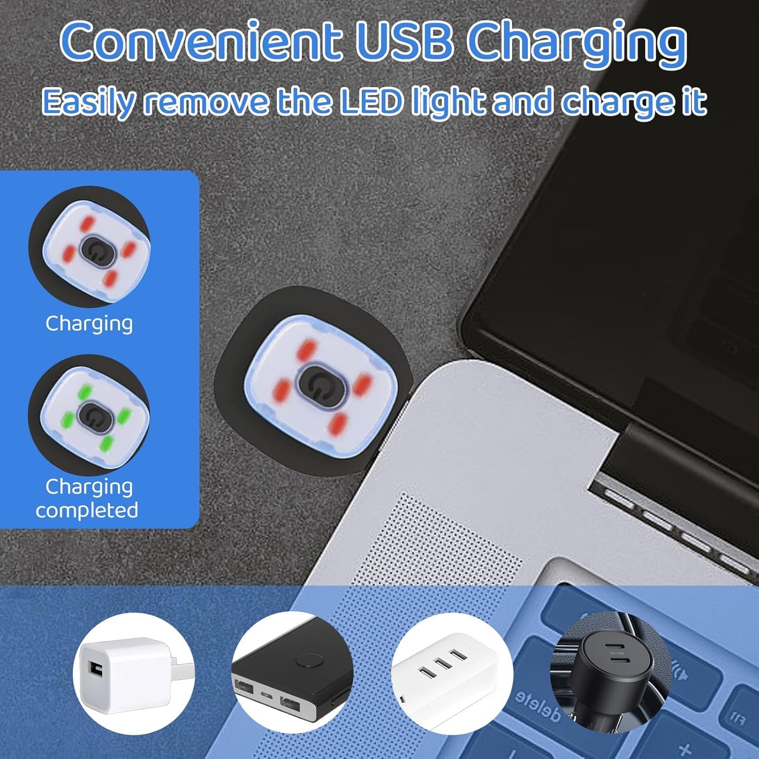 Thumbnail 5 de LED Lighted Headband with 4 LEDs – USB Rechargeable Night Running Headlamp for Runners