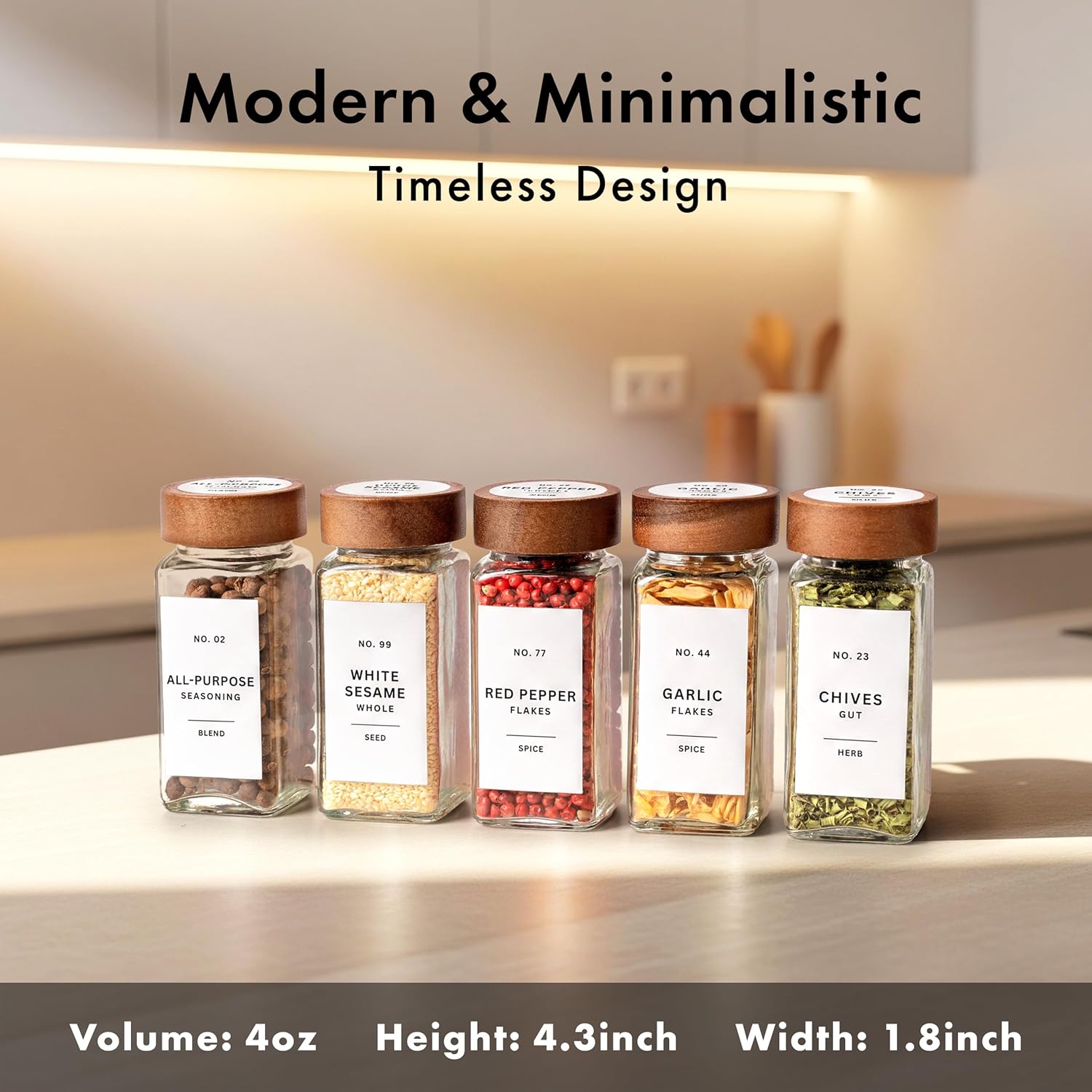 Detalle de EDELHAUS Glass Spice Jar Set, 4 oz