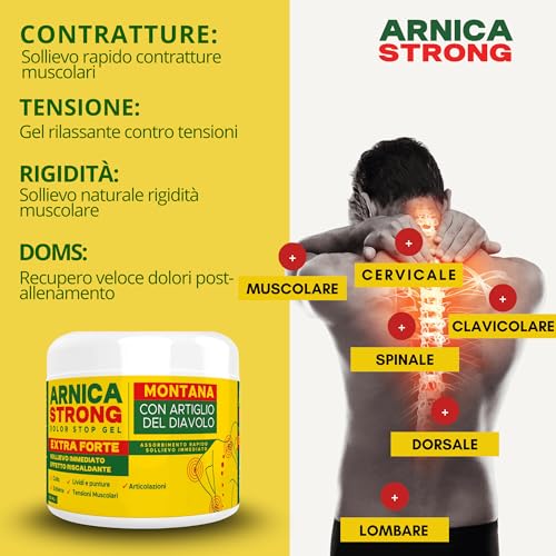 Detalle 2 de Arnica gel Forte ImmunoSTRONG: crema riscaldante per muscoli e articolazioni, uso umano