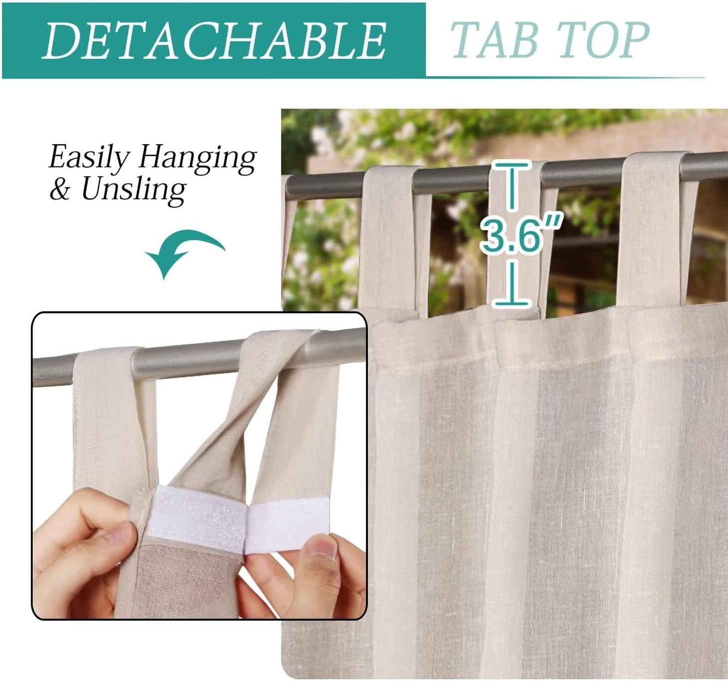 Thumbnail 5 de Outdoor sheer pergola curtains 132 x 213cm