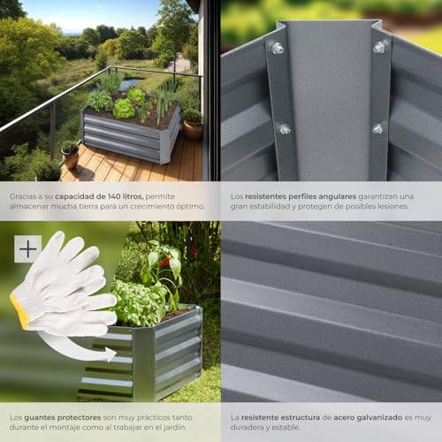 Thumbnail 3 de TecTake® Arriate Rectangular de Acero Resistente, Jardineras Exterior