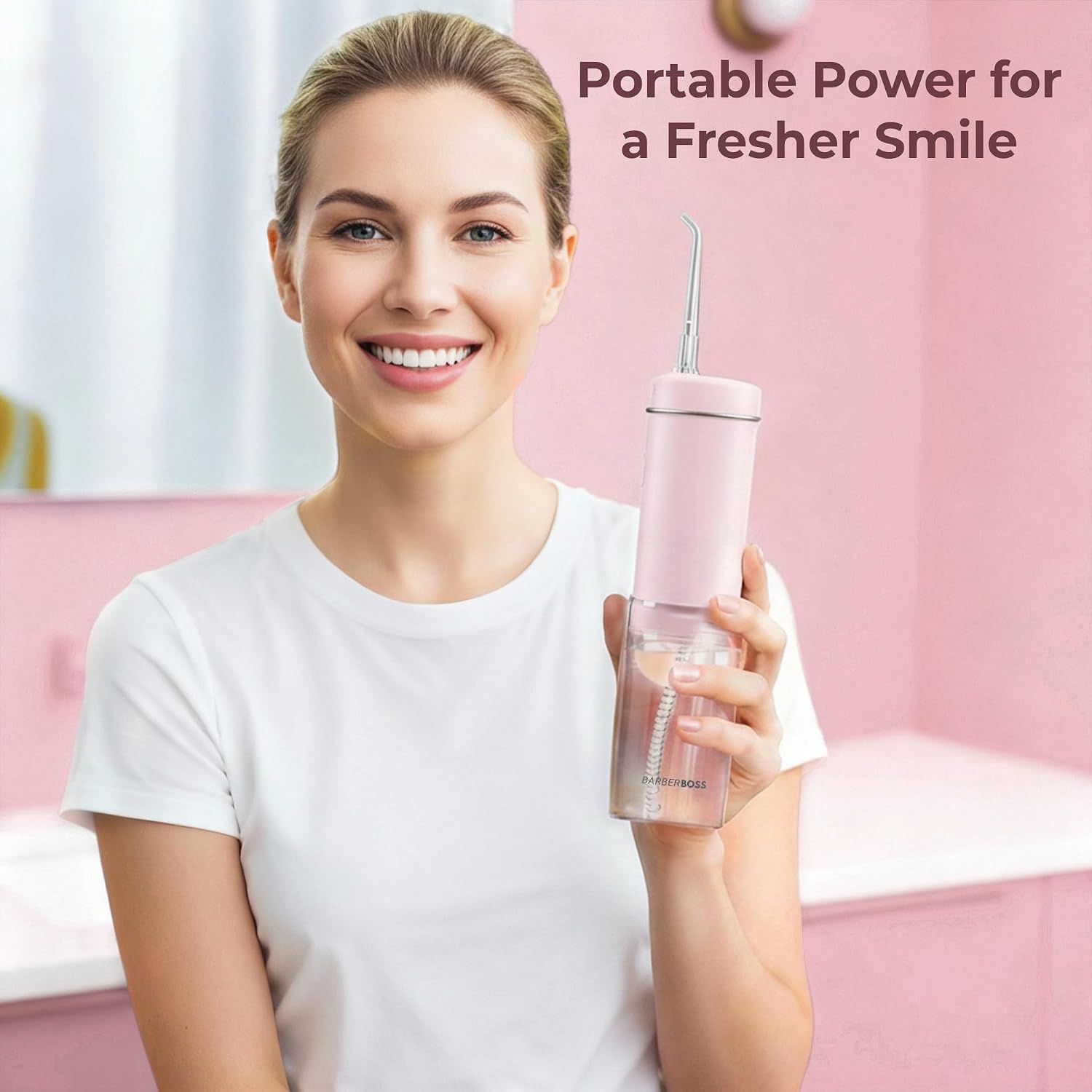 Thumbnail 4 de BarberBoss Travel Oral Irrigator (QR-7113, Pink): Cordless USB-C Water Flosser for Travel