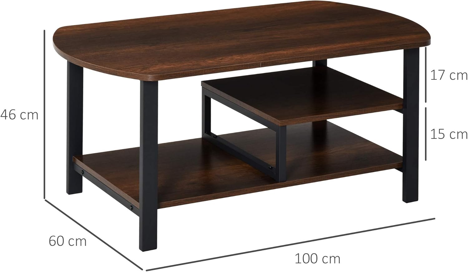Detalle de HOMCOM Mesa de Centro 100x60x46 cm