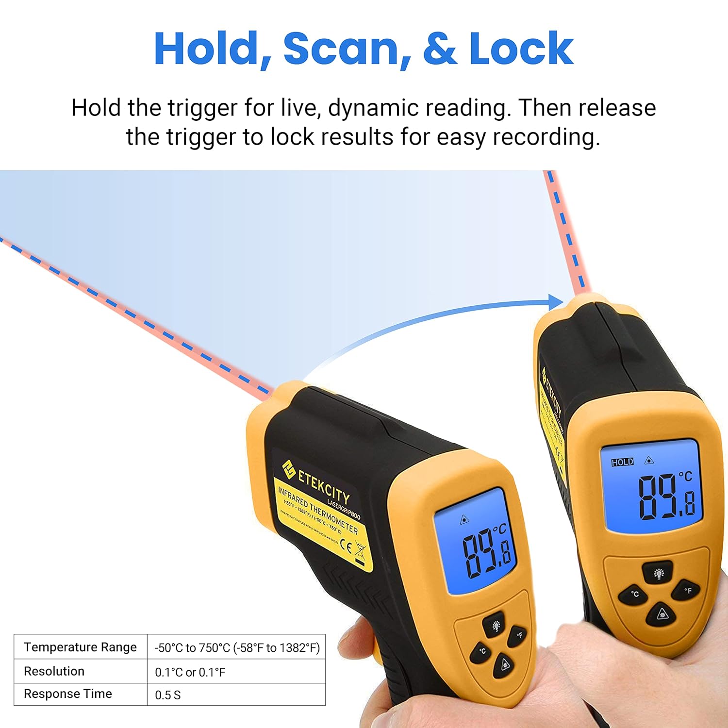 Detalle 2 de Etekcity Lasergrip 800 infrared thermometer -50°C