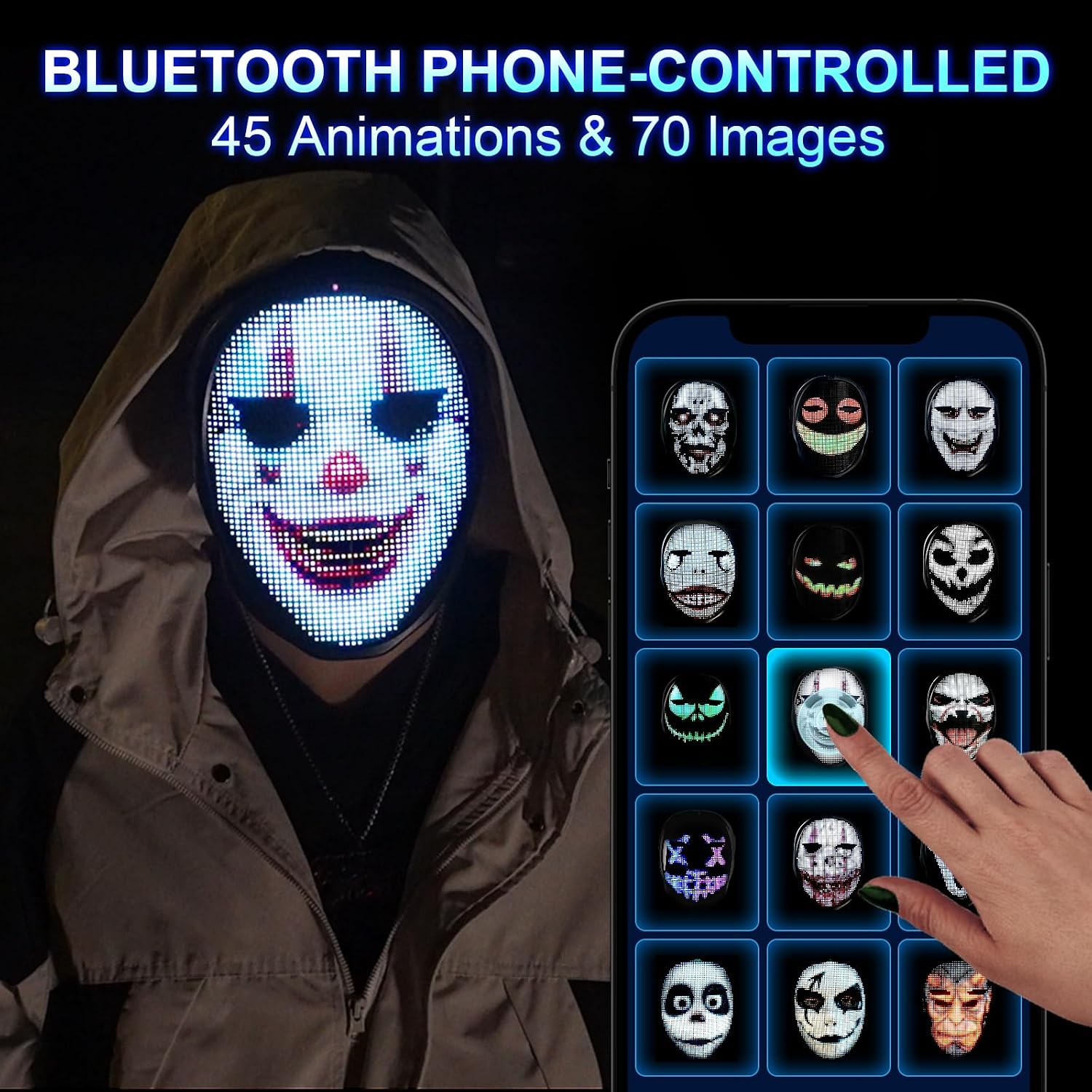 Detalle 2 de Gootus Customizable LED Halloween Mask with App and Gesture Control