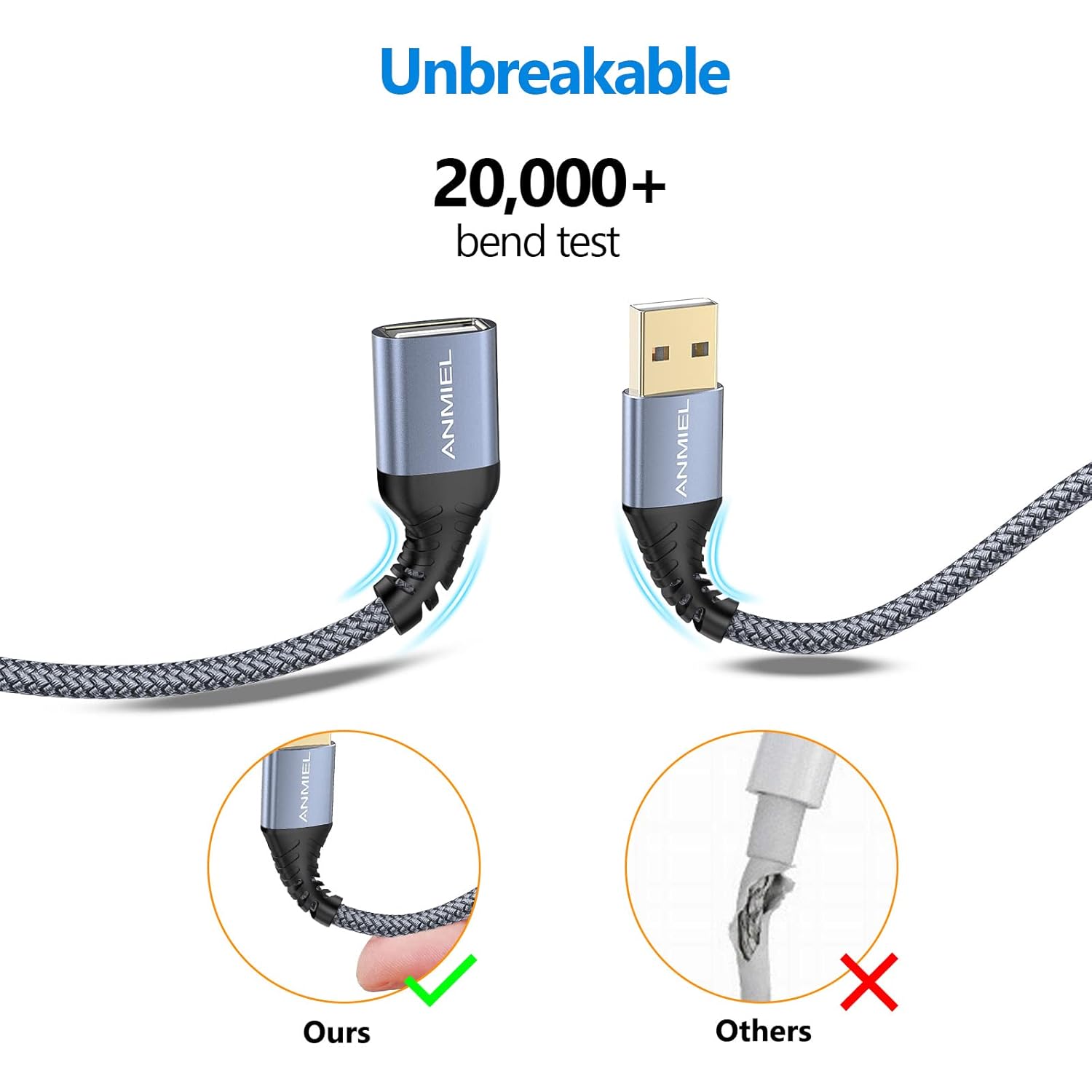 Detalle 2 de ANMIEL USB 3M Braided Extension Cable USB cable
