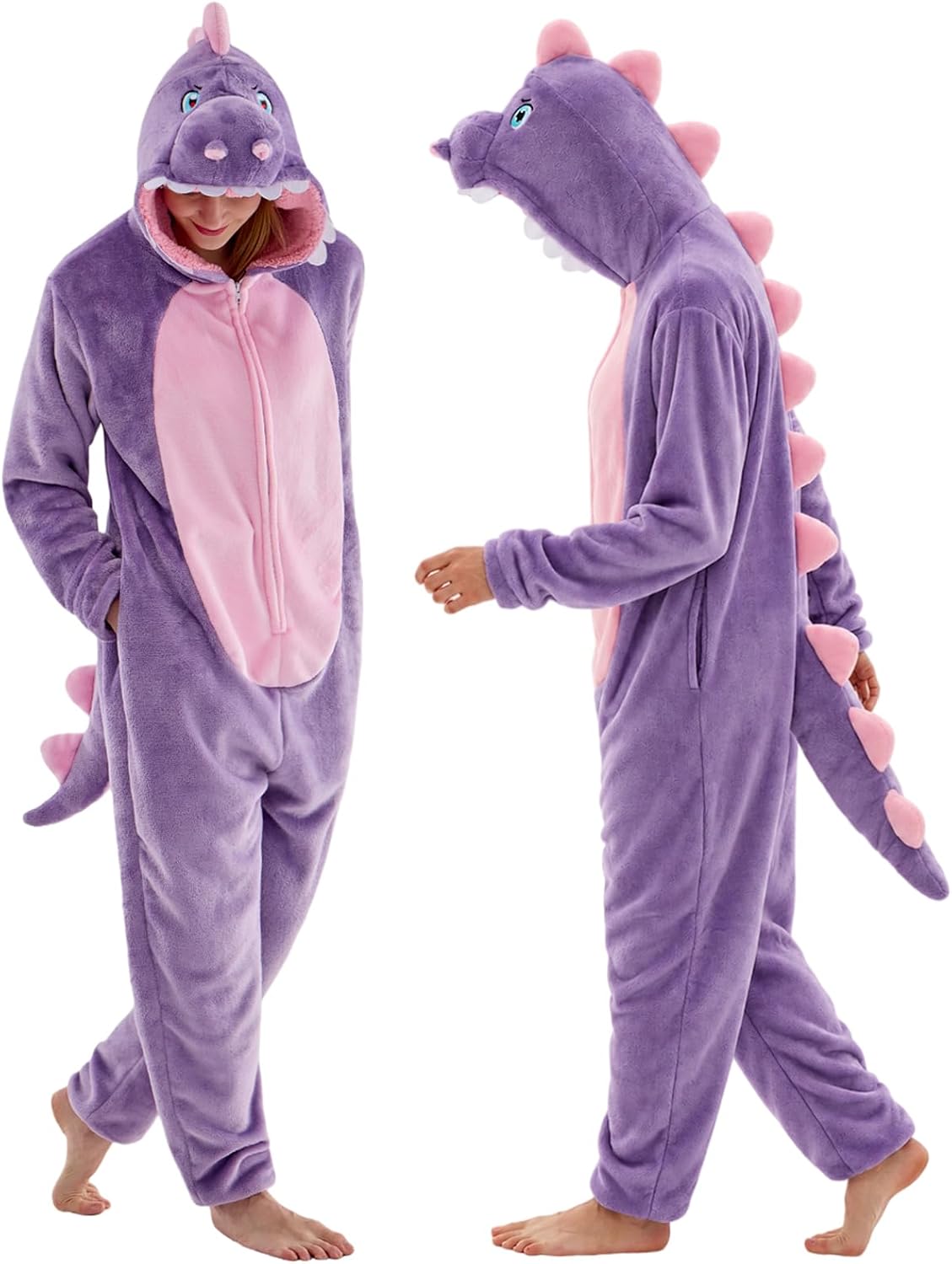 Detalle de Sokliro Adult Animal Onesie Pajamas, Unisex Hooded One-Piece Costume