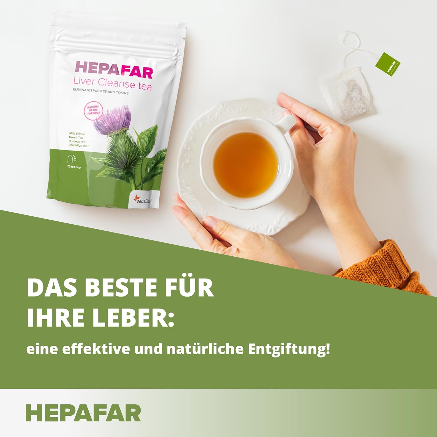Thumbnail 6 de Sensilab Leber Entgiften Kräutertee mit Löwenzahn, Mariendistel & Grünem Tee (80 Teebeutel)